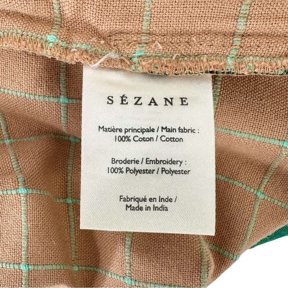 SÉZANE Arthus Brown White Green Plaid Belted High Rise Embroidered Cotton Shorts - Picture 10 of 11